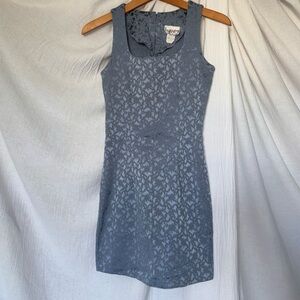 RARE Vintage Blue Brocade Sleeveless Dubary dress Size Small